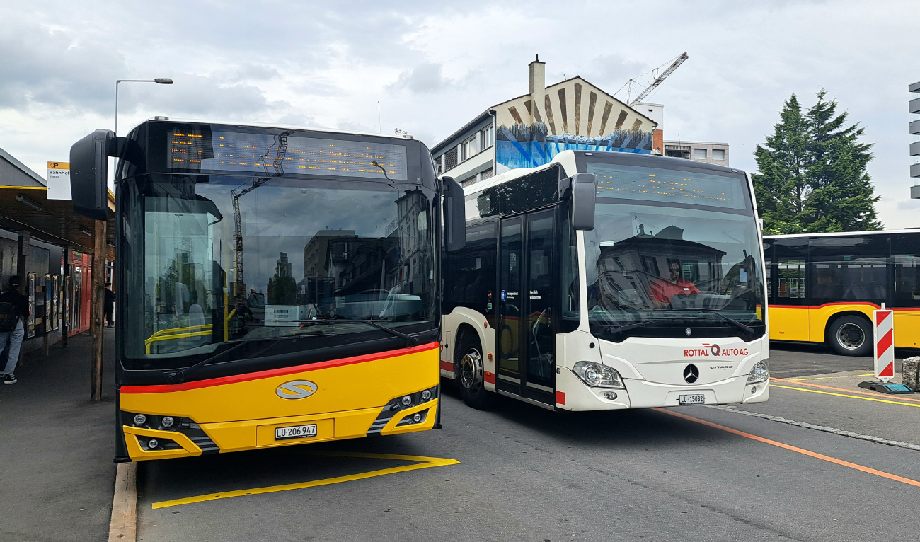 Lucerne, Mercedes-Benz Citaro C2 Ü # 46; Lucerne, Solaris Urbino IV 18 # 11232