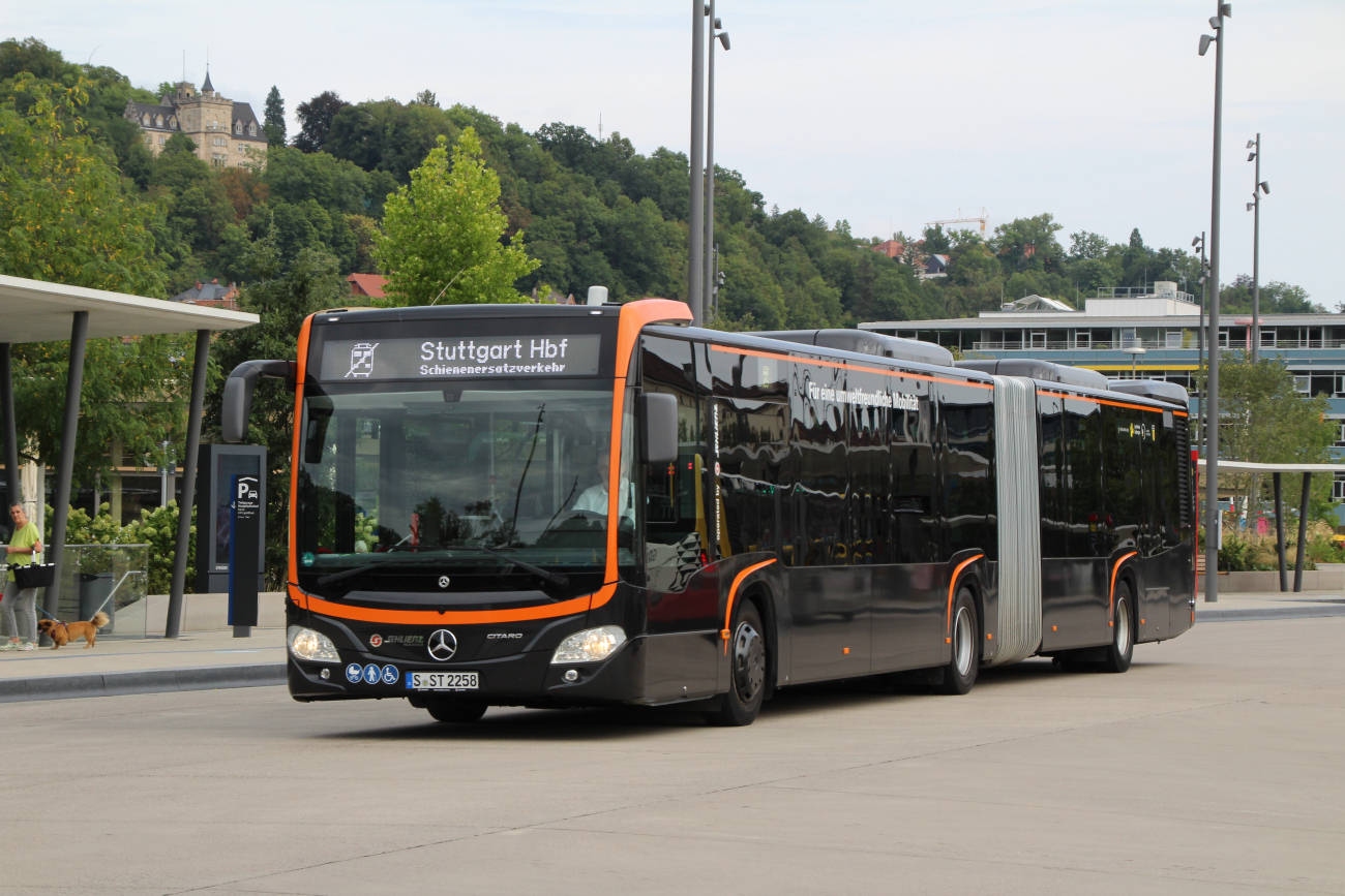 Waiblingen, Mercedes-Benz Citaro C2 G Hybrid # 2258; Stuttgart — SEV Stuttgart <> Tübingen (Neckar-Alb-Bahn)