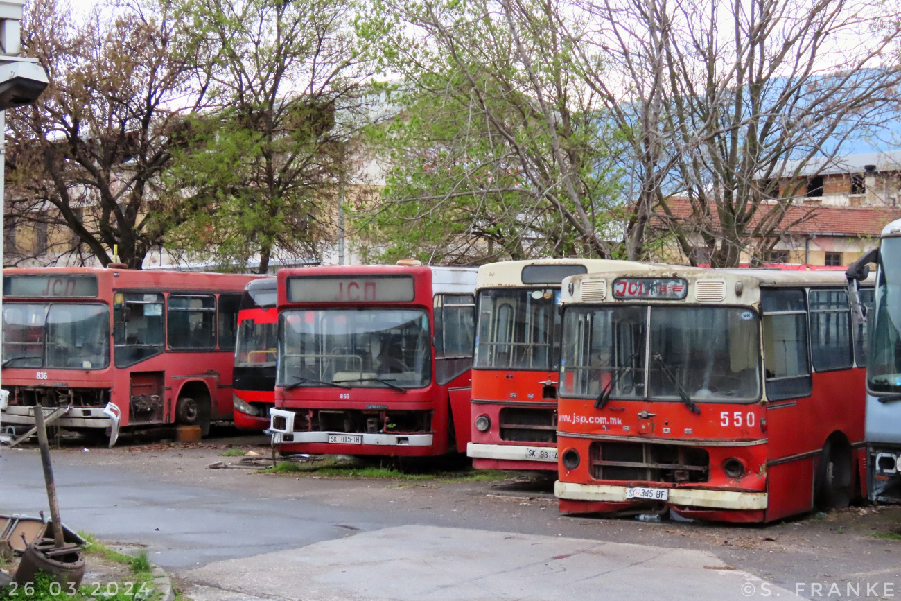Skopje, Sanos S115 # 550; Skopje, Sanos S115 # 684; Skopje, Sanos S215 # 856; Skopje, Sanos S215 # 836; Skopje — Miscellaneous photos