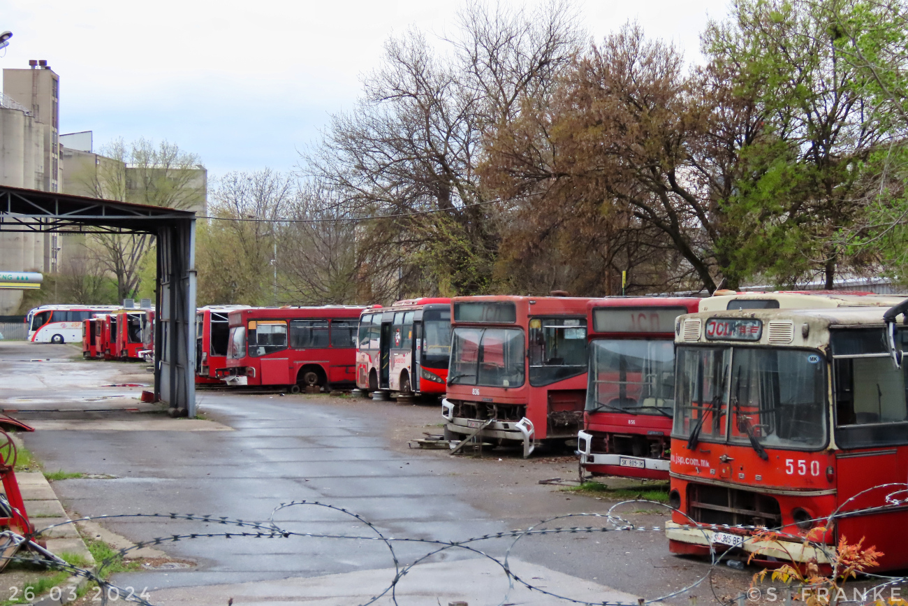 Skopje, Sanos S115 # 550; Skopje, Sanos S215 # 856; Skopje, Sanos S215 # 836; Skopje — Miscellaneous photos