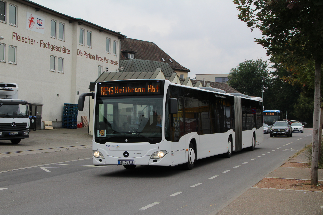 Waiblingen, Mercedes-Benz Citaro C2 G # 318; Karlsruhe — SEV Kraichgaubahn Karlsruhe <> Bretten <> Heilbronn