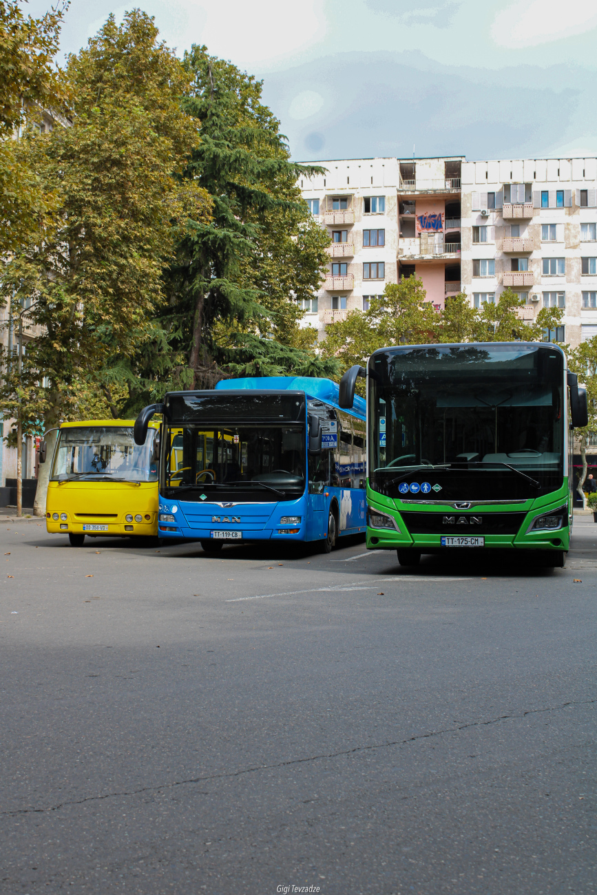 Tbilisi, MAN 18G Lion's City NG320 # TT-175-CM; Tbilisi, MAN A21 Lion's City NL313 CNG # TT-119-CB; Tbilisi, Bogdan А09201 # DD-358-VD; Tbilisi — Miscellaneous photos