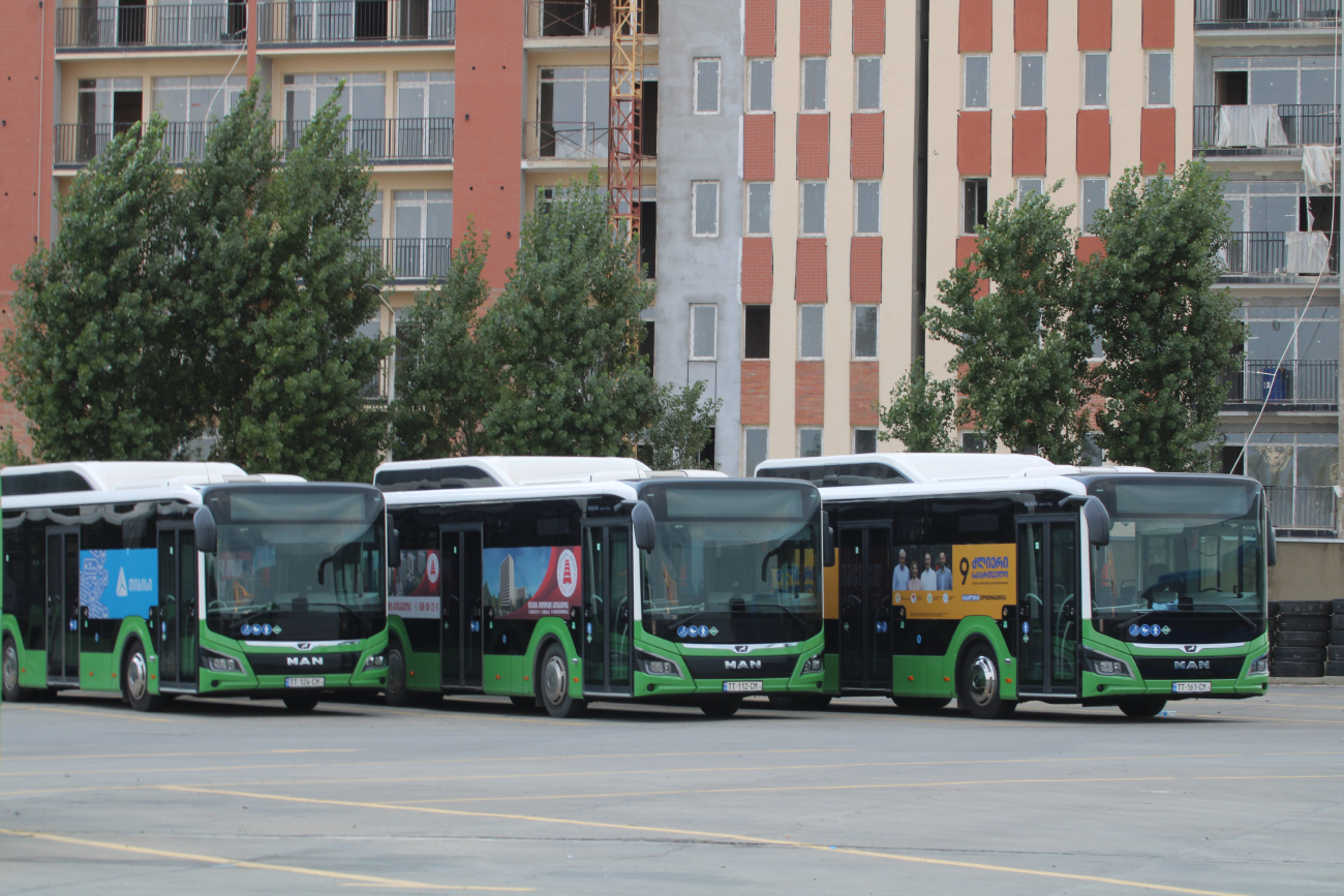 Tbilisi, MAN 18G Lion's City NG320 # TT-124-CM; Tbilisi, MAN 18G Lion's City NG320 # TT-112-CM; Tbilisi, MAN 18G Lion's City NG320 # TT-161-CM; Tbilisi — Bus Depot N2