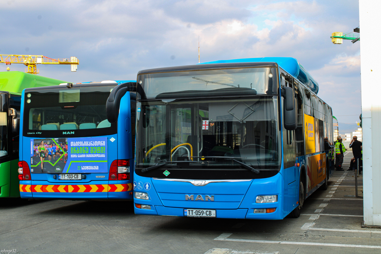 Tbilisi, MAN A21 Lion's City NL313 CNG # TT-059-CB; Tbilisi, MAN A21 Lion's City NL313 CNG # TT-103-CB; Tbilisi — Bus Depot N2