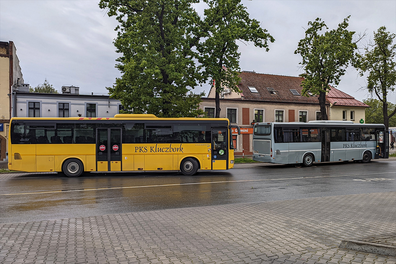 Kluczbork, Irisbus Crossway 12M # WGM 1224J; Kluczbork, Irisbus Récréo 12M # OKL 52143