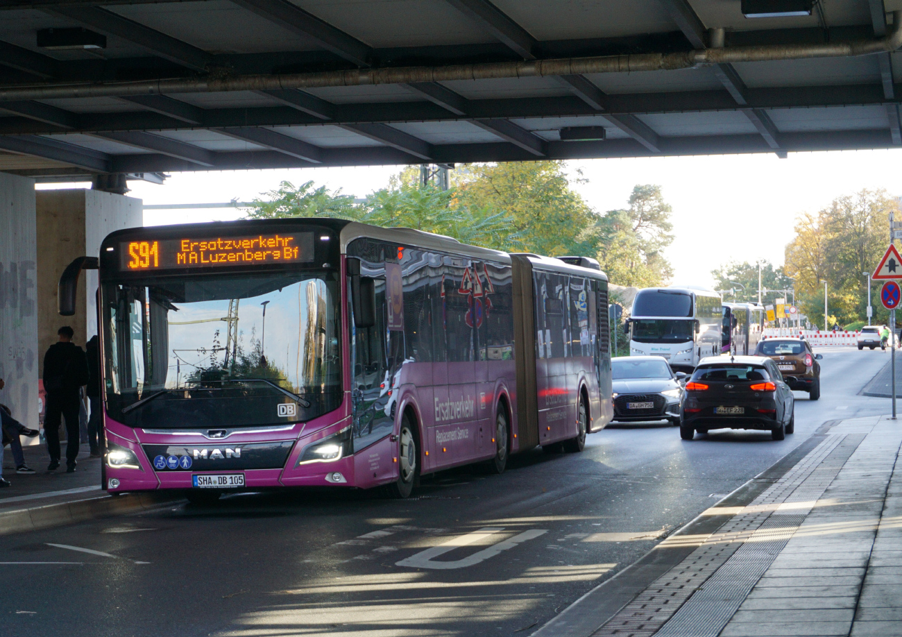 Schwäbisch Hall, MAN 18C Lion's City NG360 EfficientHybrid # 105; Frankfurt am Main — EV Generalsanierung Riedbahn 2024