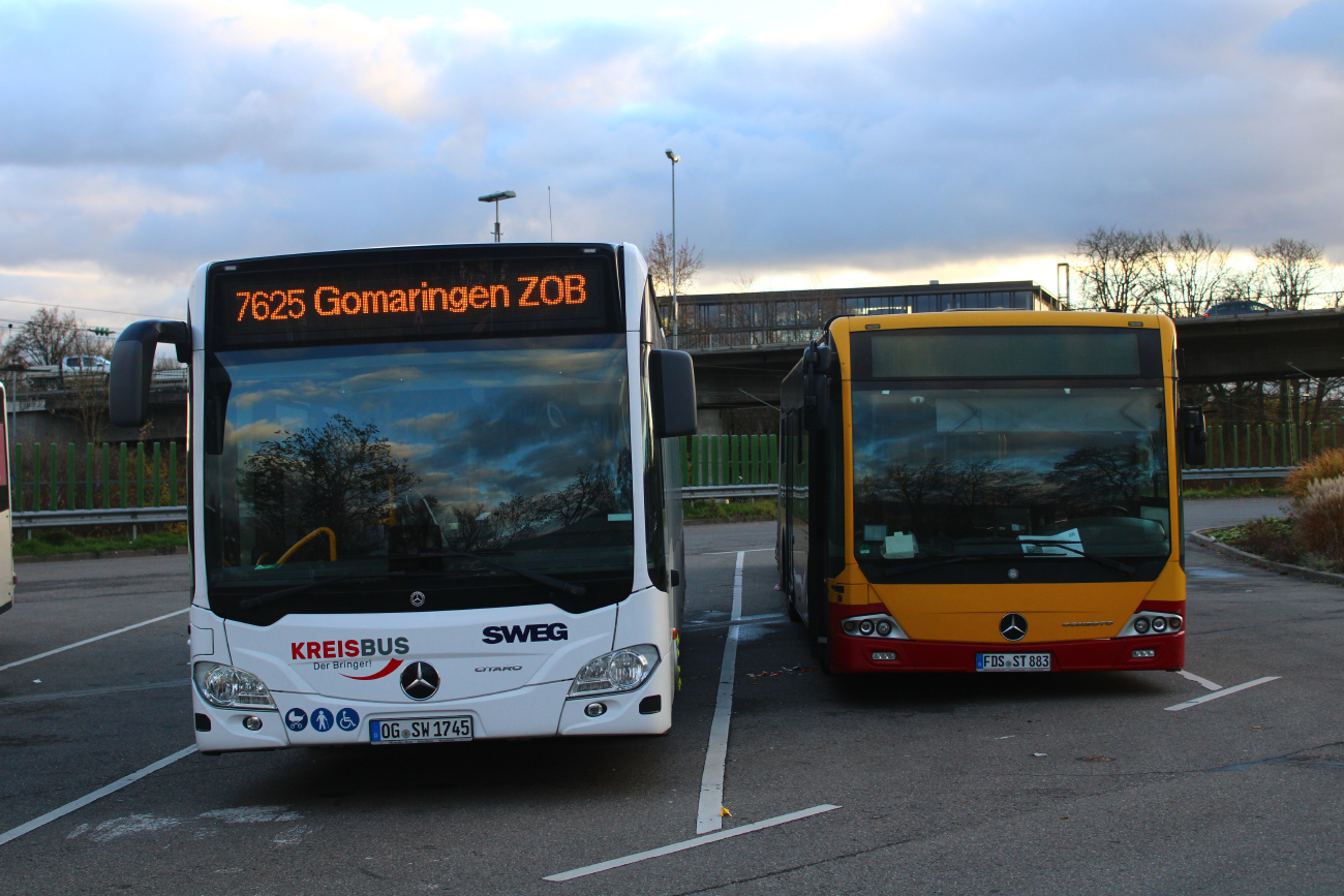 Offenburg, Mercedes-Benz Citaro C2 LE Ü # 745; Freudenstadt, Mercedes-Benz Conecto II G # FDS-ST 883