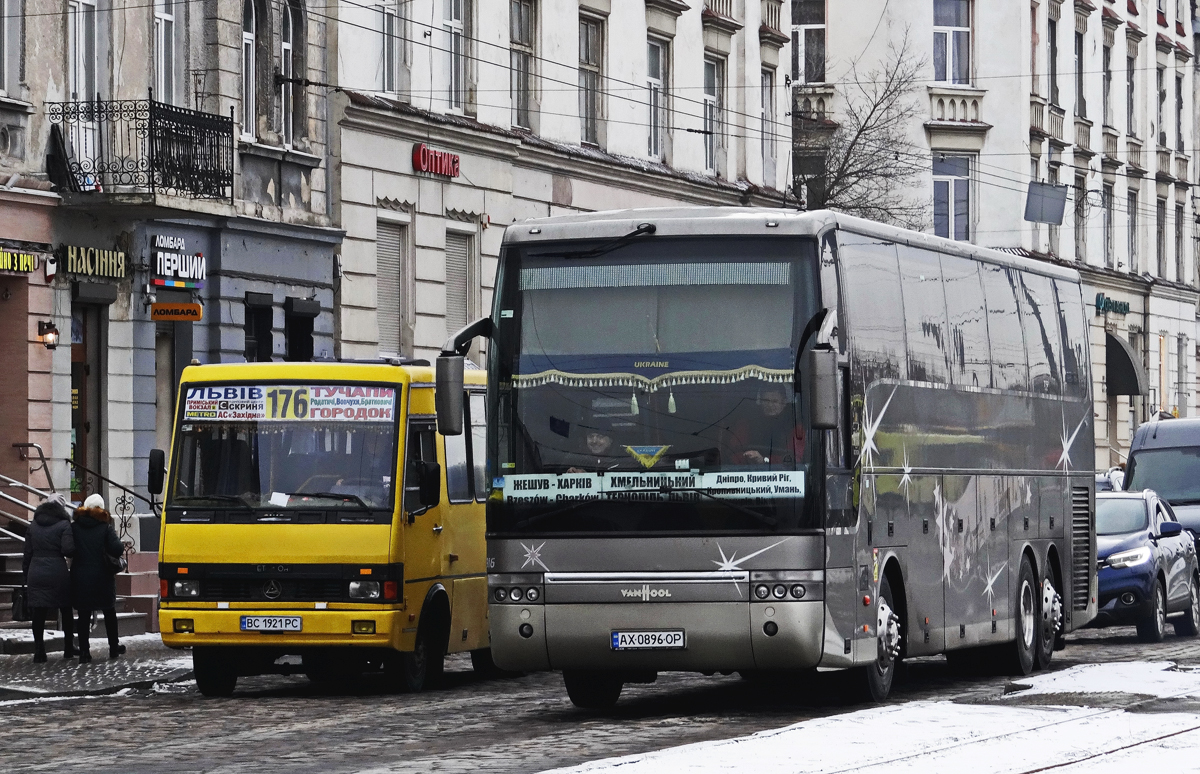 Lviv, BAZ-А079.14 "Podsnezhnik" # ВС 1921 РС; Slavyansk, Van Hool T916 Astron # АХ 0896 ОР
