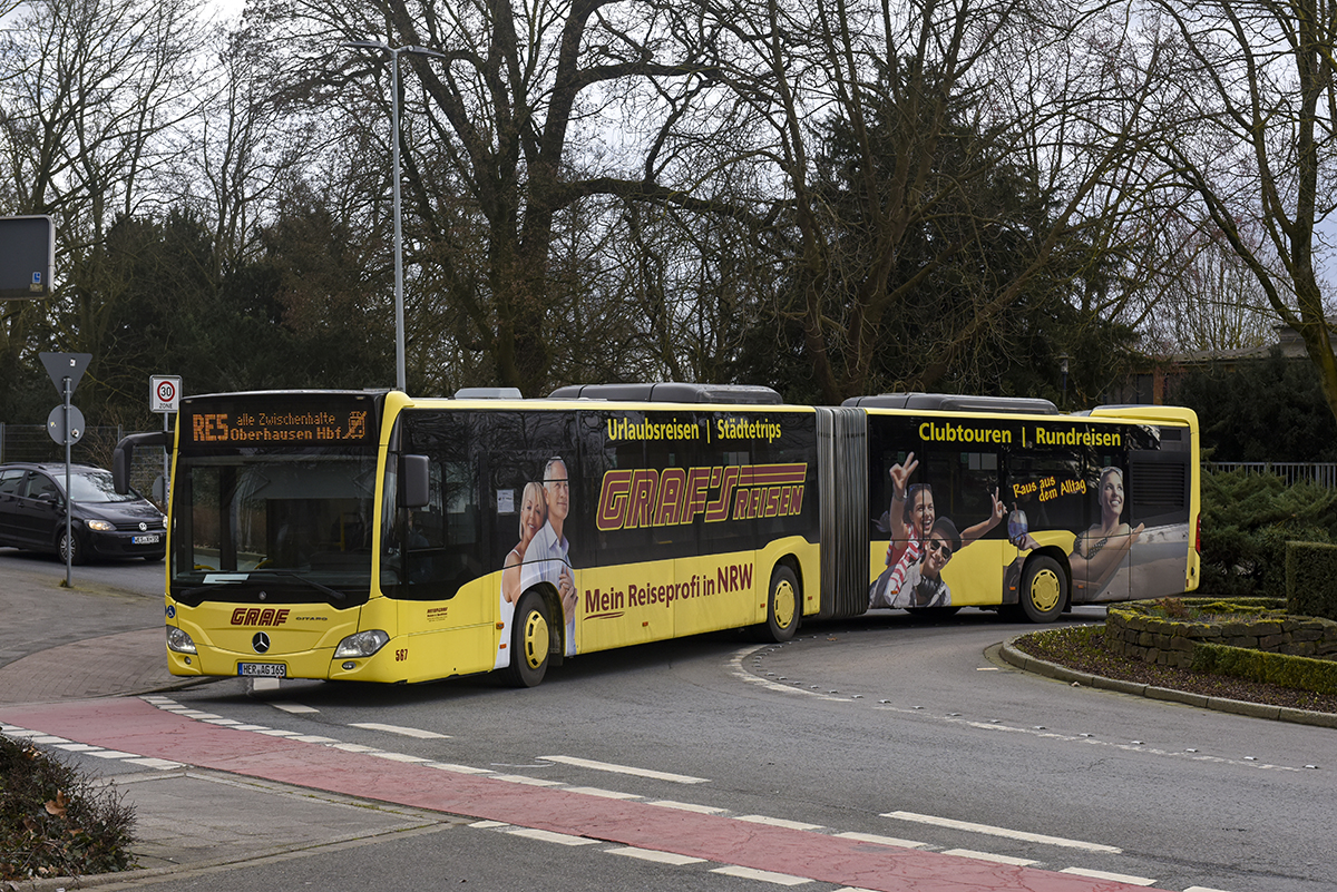Herne, Mercedes-Benz Citaro C2 G # 567; Oberhausen — Ersatzverkehr Generalsanierung Oberhausen — Emmerich