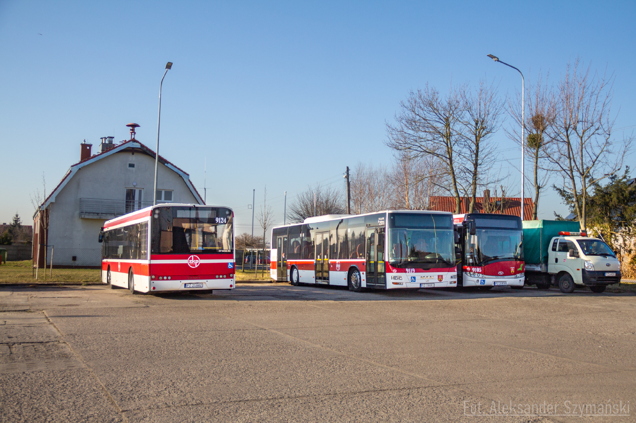 Suchy Las, Solaris Urbino III 10 # 9124; Suchy Las, MAN A21 Lion's City NL313 # 9119; Suchy Las, Solaris Urbino III 10 # 9105