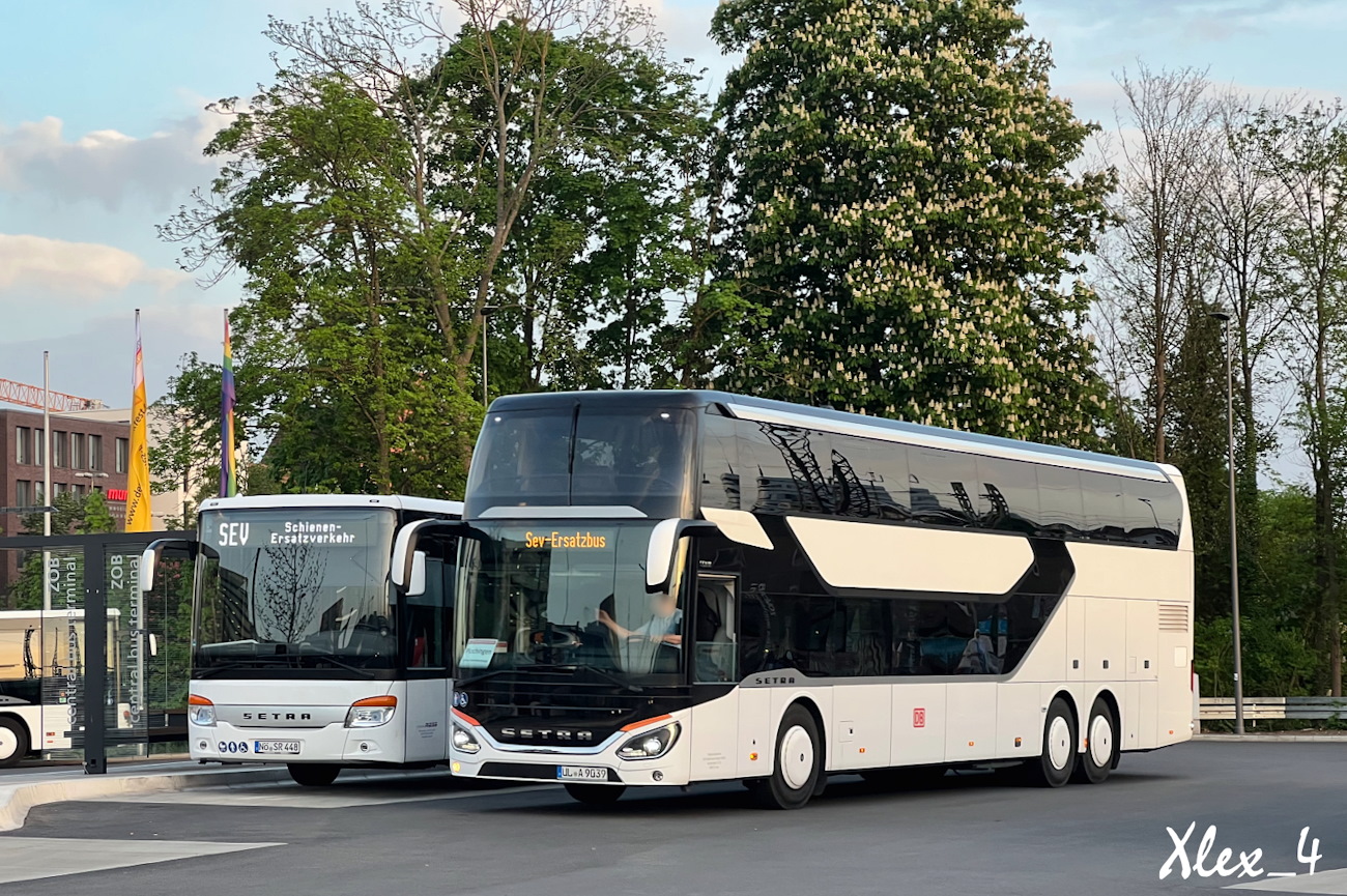 Ulm, Setra S531DT # UL-A 9039; Donauwörth, Setra S418LE business # NÖ-SR 448