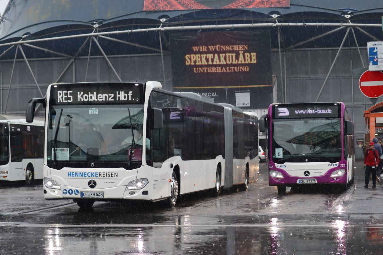 Olpe, Mercedes-Benz Citaro C2 G # OE-XH 548; Düren, Mercedes-Benz Citaro C2 G # 2332