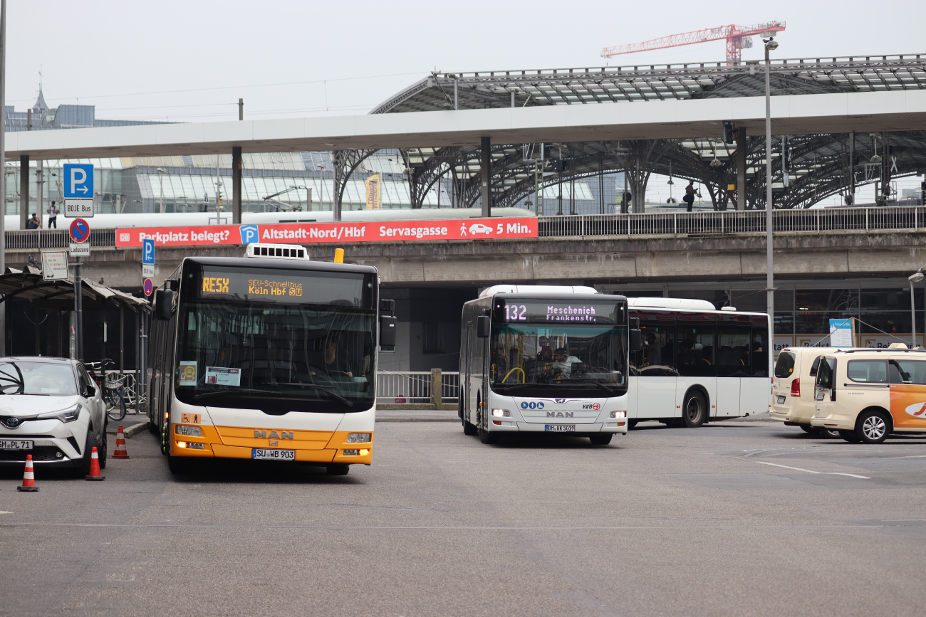 Bonn, MAN A23 Lion's City G NG313 nr. SU-WB 903; Bergheim, MAN A23 Lion's City G NG323 nr. BM-KK 5019; Cologne — Rail Replacement "Linke Rheinstrecke" 05/2025