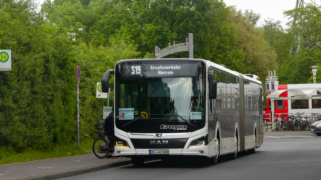 Aachen, MAN 18C Lion's City NG360 EfficientHybrid # AC-WO 888; Cologne — Rail Replacement "Linke Rheinstrecke" 05/2025