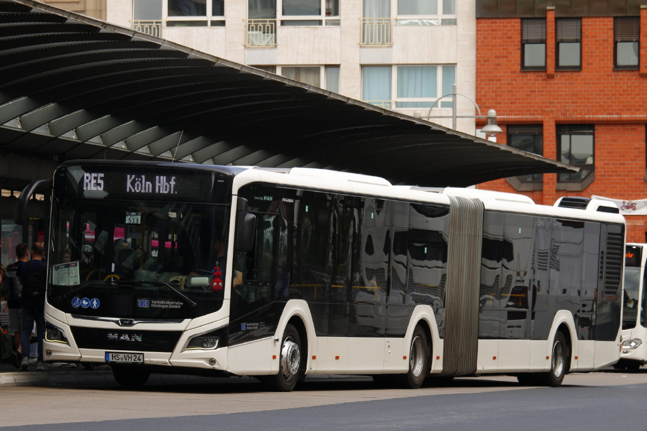 Heinsberg, MAN 18C Lion's City NG360 EfficientHybrid # HS-VH 24; Cologne — Rail Replacement "Linke Rheinstrecke" 05/2025