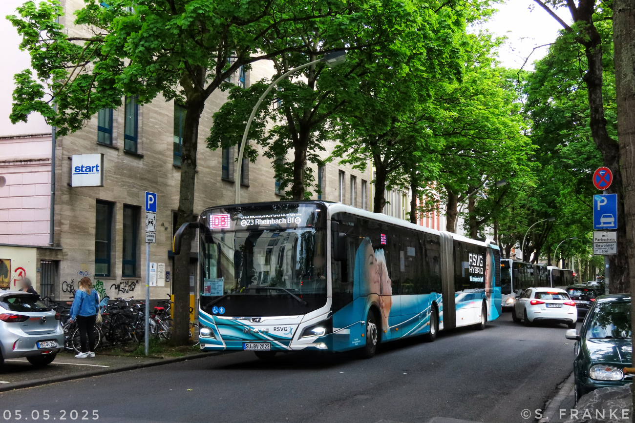 Siegburg, MAN 18C Lion's City NG330 EfficientHybrid # 2822; Cologne — Rail Replacement "Linke Rheinstrecke" 05/2025