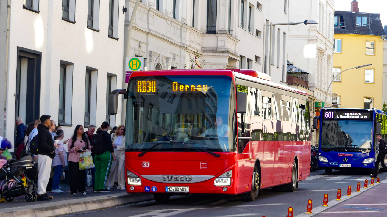 Mainz, IVECO Crossway LE 12M # MZ-DB 4818; Cologne — Rail Replacement "Linke Rheinstrecke" 05/2025
