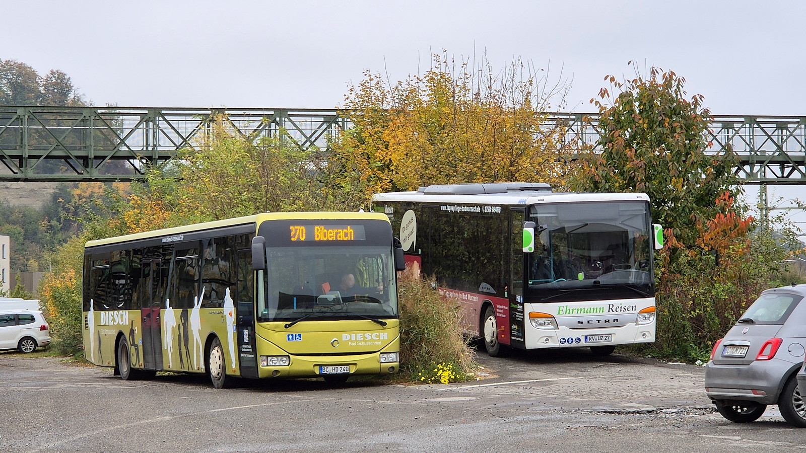 Biberach an der Riß, Irisbus Crossway LE 12M # BC-HD 240; Ravensburg, Setra S415LE business # RV-UZ 27