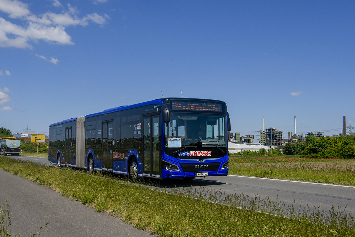 Bonn, MAN 18C Lion's City NG360 # 62; Cologne — Rail Replacement "Linke Rheinstrecke" 05/2025