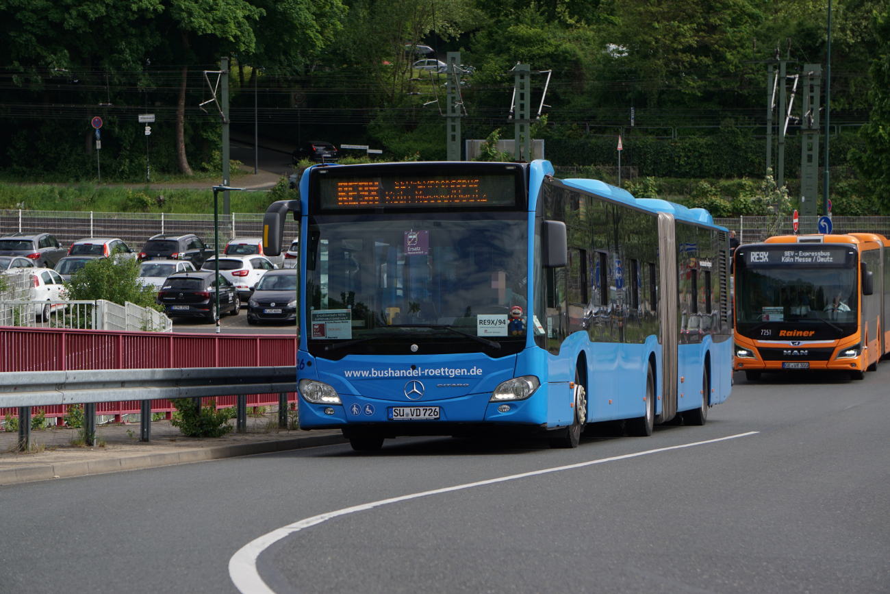 Siegburg, Mercedes-Benz Citaro C2 G # SU-VD 726; Cologne — Rail Replacement "Linke Rheinstrecke" 05/2025