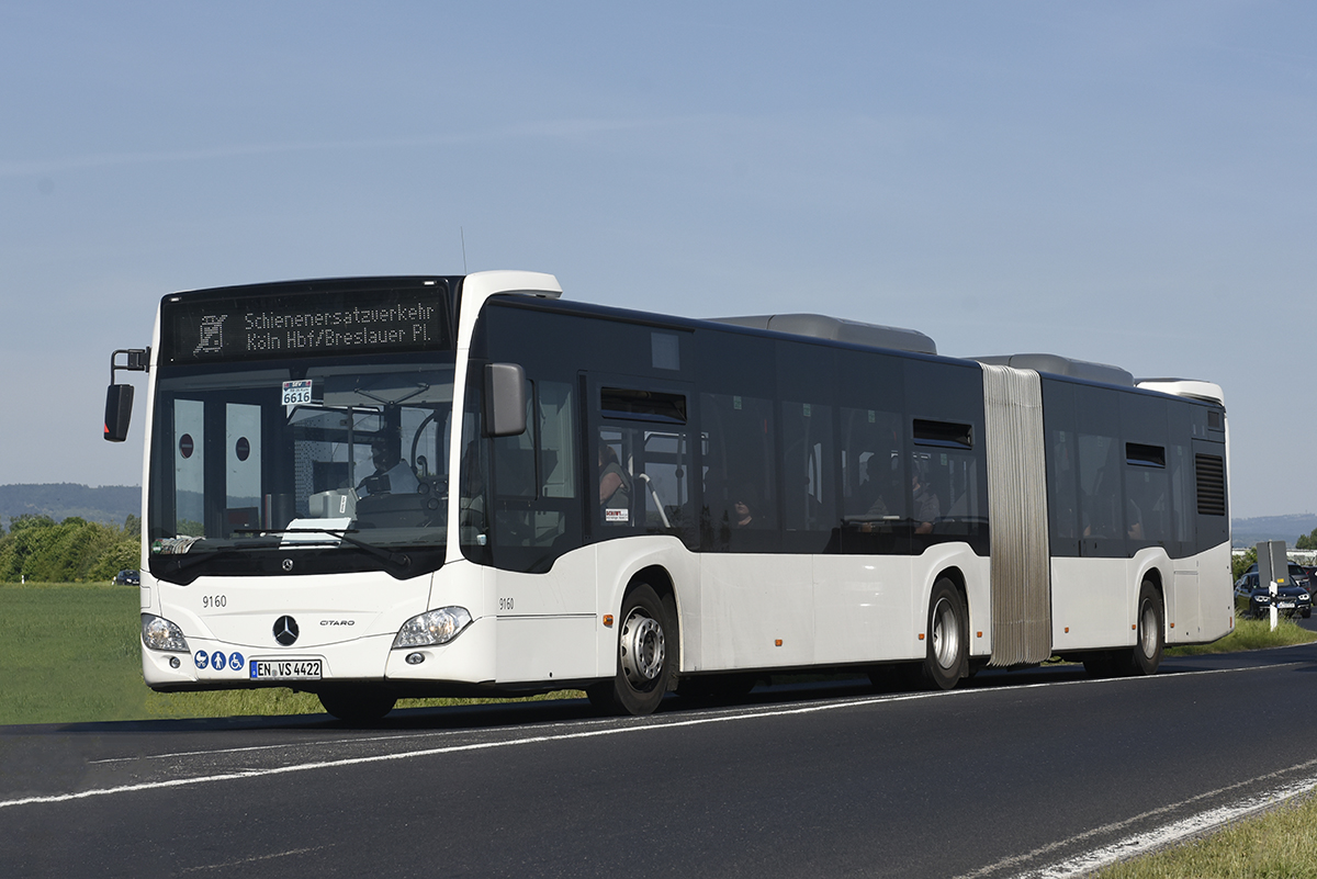 Ennepetal, Mercedes-Benz Citaro C2 G # 9160; Cologne — Rail Replacement "Linke Rheinstrecke" 05/2025