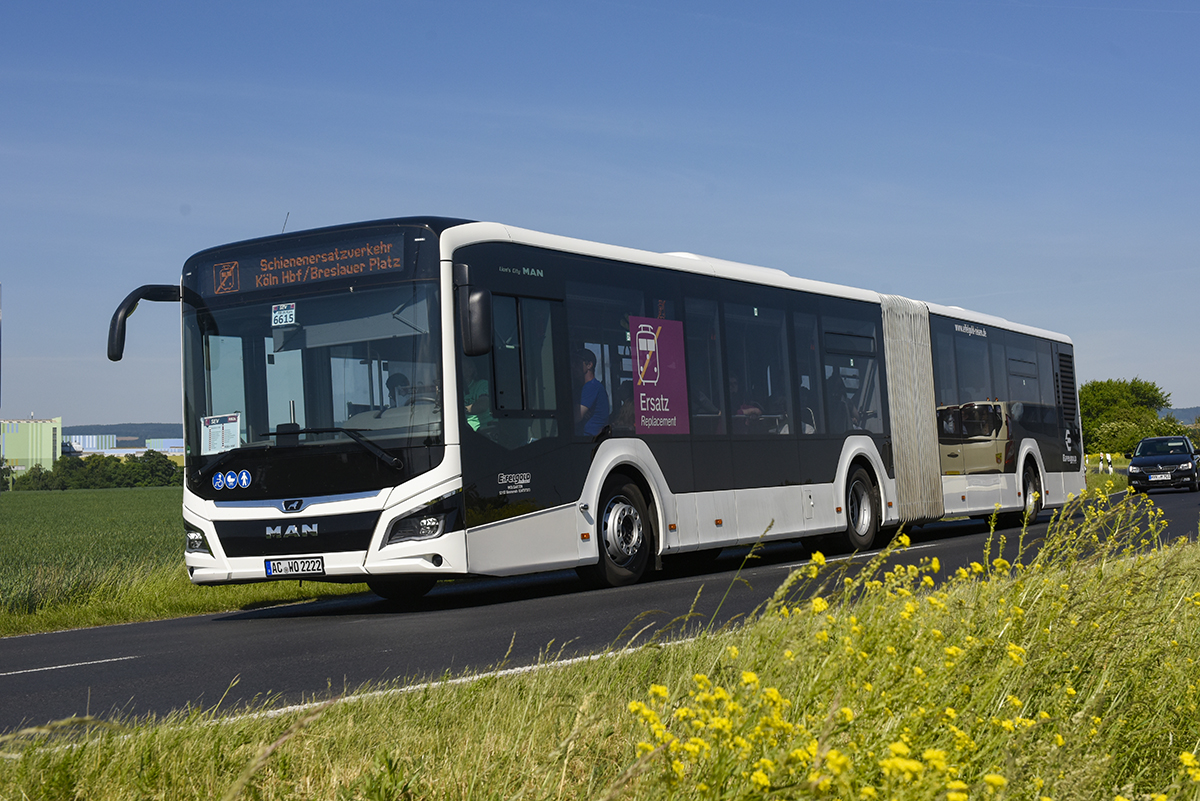 Aachen, MAN 18C Lion's City NG360 # AC-WO 2222; Cologne — Rail Replacement "Linke Rheinstrecke" 05/2025