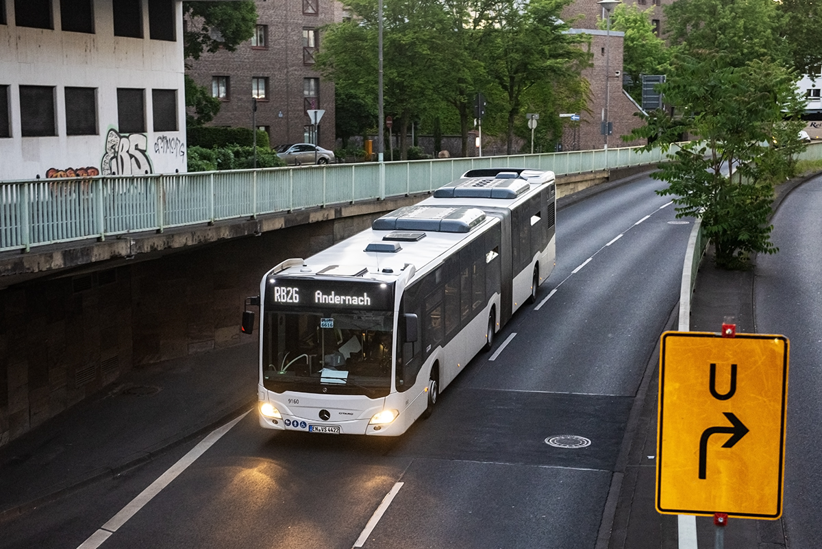 Ennepetal, Mercedes-Benz Citaro C2 G # 9160; Cologne — Rail Replacement "Linke Rheinstrecke" 05/2025
