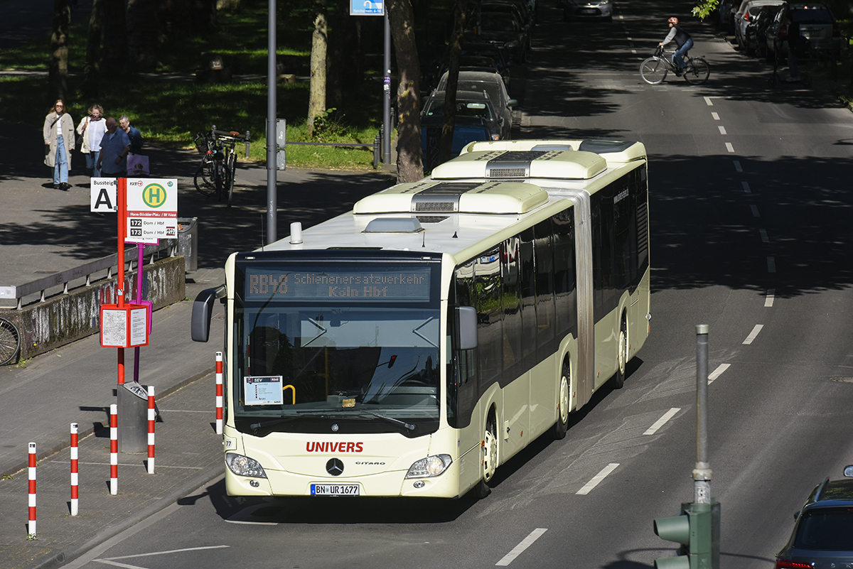 Bonn, Mercedes-Benz Citaro C2 GÜ # 77; Cologne — Rail Replacement "Linke Rheinstrecke" 05/2025