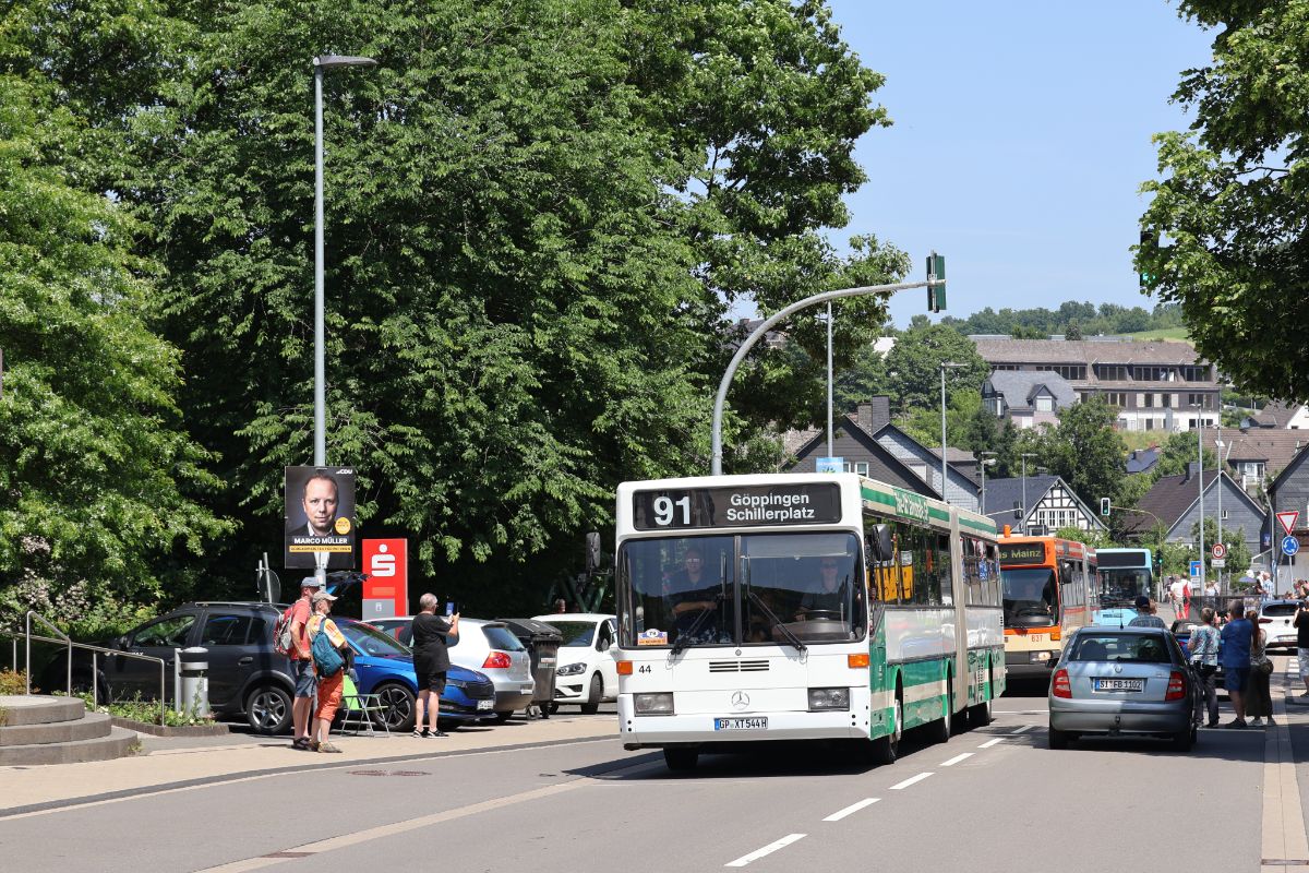 Göppingen, Mercedes-Benz O405G # 44; Siegen — 130 Jahre erste Motor-Omnibus-Linie (Deuz-Netphen-Siegen)