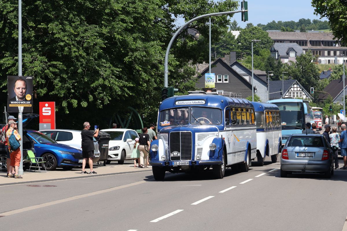 Coburg, Mercedes-Benz O3500 # CO-O 6600H; Siegen — 130 Jahre erste Motor-Omnibus-Linie (Deuz-Netphen-Siegen)