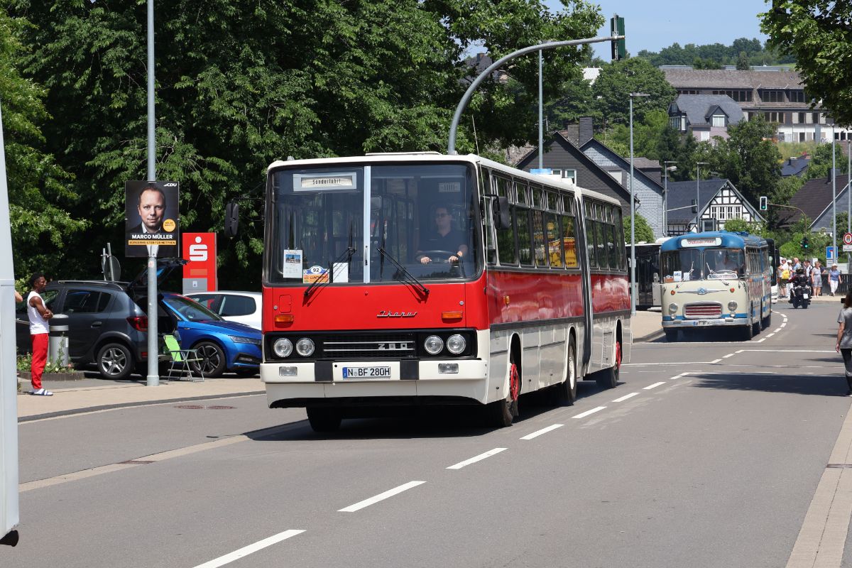 Nuremberg, Ikarus 280.27 # N-BF 280H; Siegen — 130 Jahre erste Motor-Omnibus-Linie (Deuz-Netphen-Siegen)