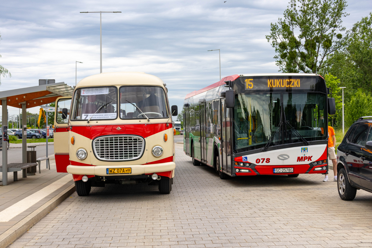 Warsaw, Jelcz 043 # WZ 07A; Częstochowa, Solaris Urbino IV 12 # 078