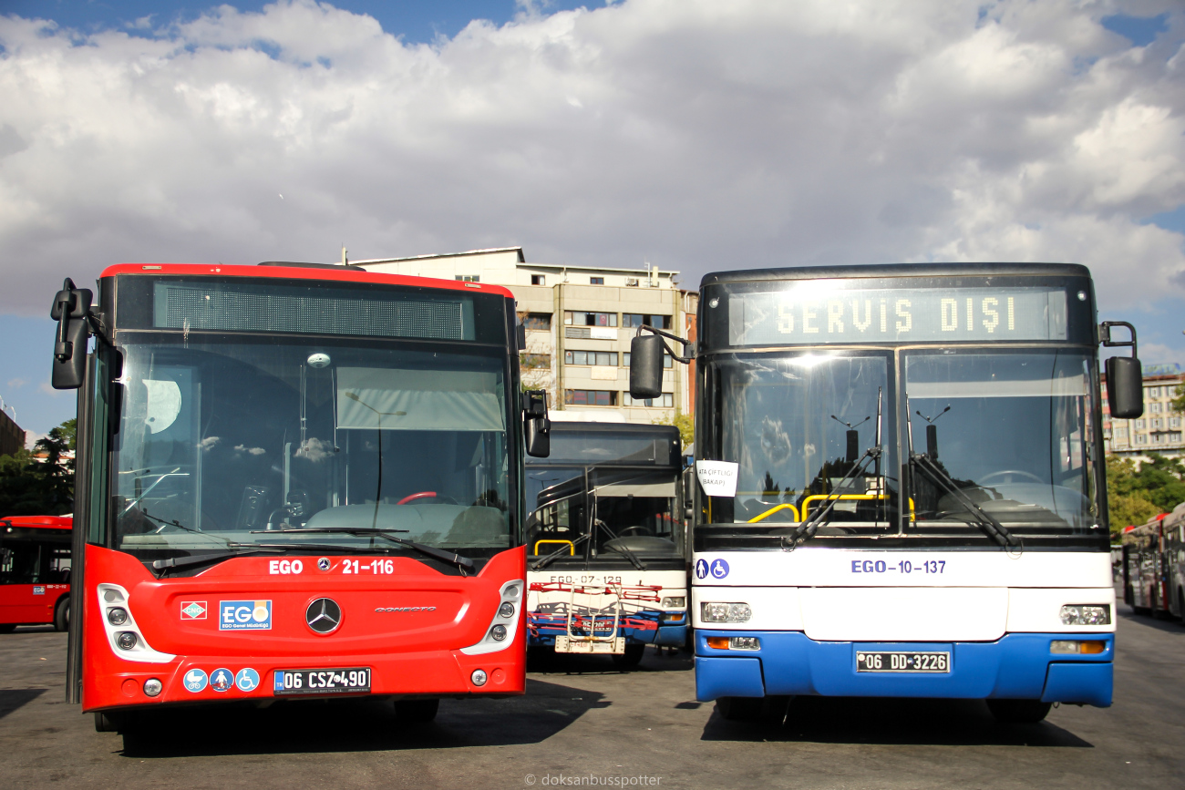 Ankara, Mercedes-Benz Conecto III G NGT # 21-116; Ankara, MAN A74 Lion's Classic SL313 CNG # 10-137; Ankara, MAN A74 Lion's Classic SL313 CNG # 07-129