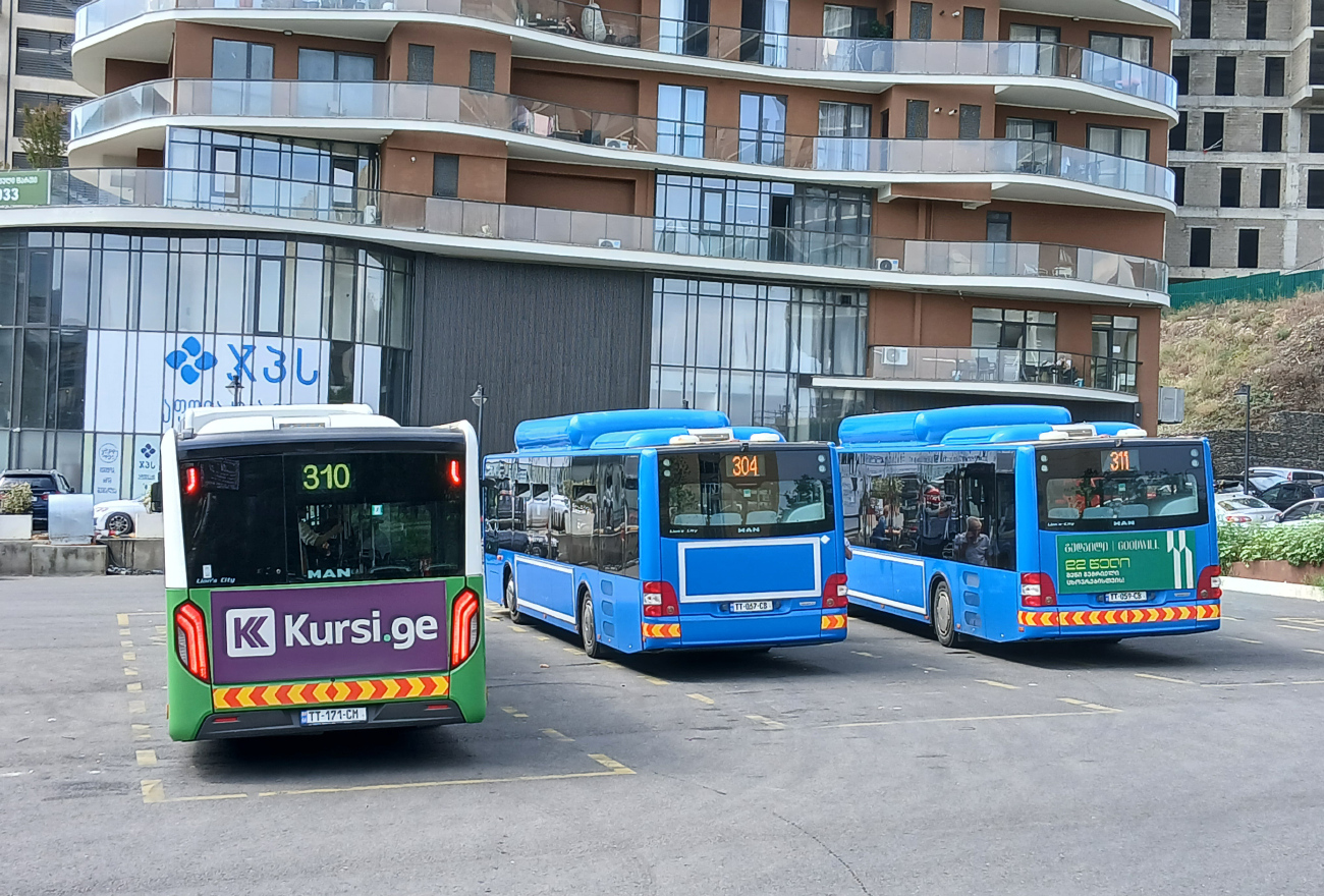 Tbilisi, MAN 18G Lion's City NG320 # TT-171-CM; Tbilisi, MAN A21 Lion's City NL313 CNG # TT-067-CB; Tbilisi, MAN A21 Lion's City NL313 CNG # TT-059-CB