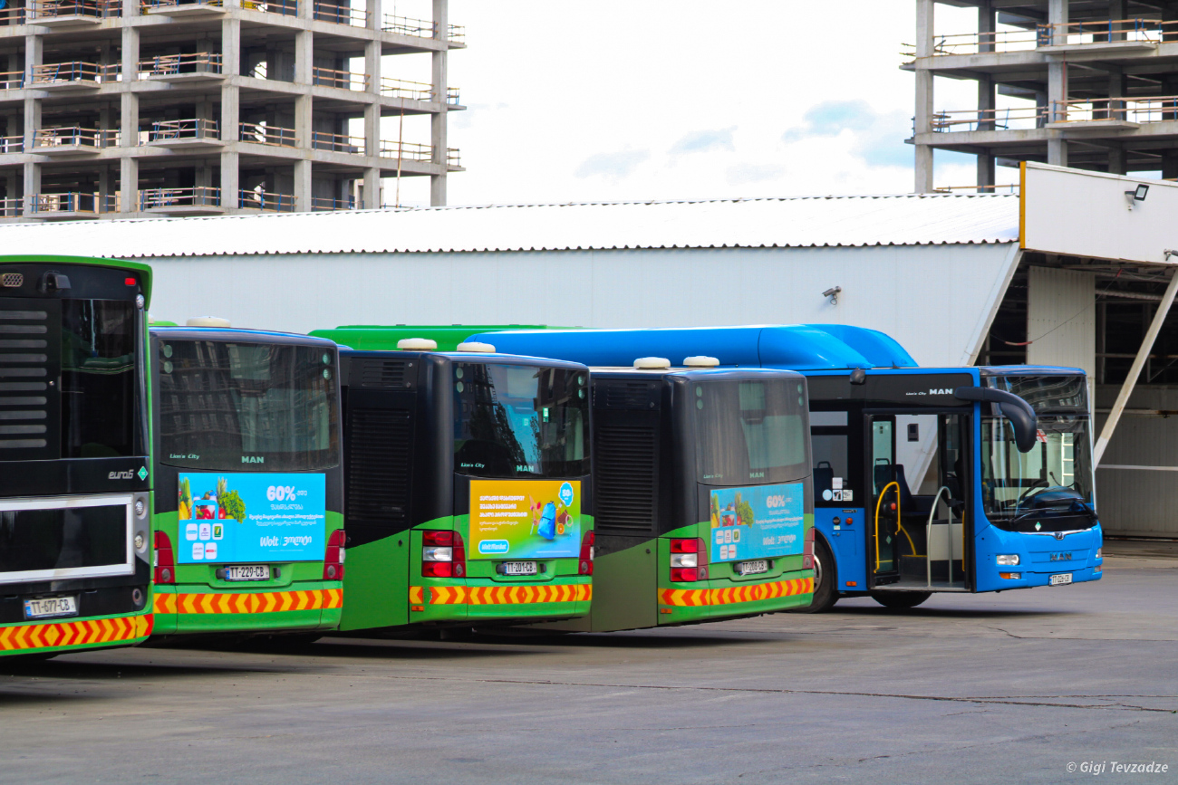Tbilisi, BMC Procity II 12 CNG # TT-677-CB; Tbilisi, MAN A47 Lion's City M NL293-10,5 # TT-229-CB; Tbilisi, MAN A47 Lion's City M NL293-10,5 # TT-201-CB; Tbilisi, MAN A47 Lion's City M NL293-10,5 # TT-208-CB; Tbilisi, MAN A21 Lion's City NL313 CNG # TT-026-CB; Tbilisi — Bus Depot N2