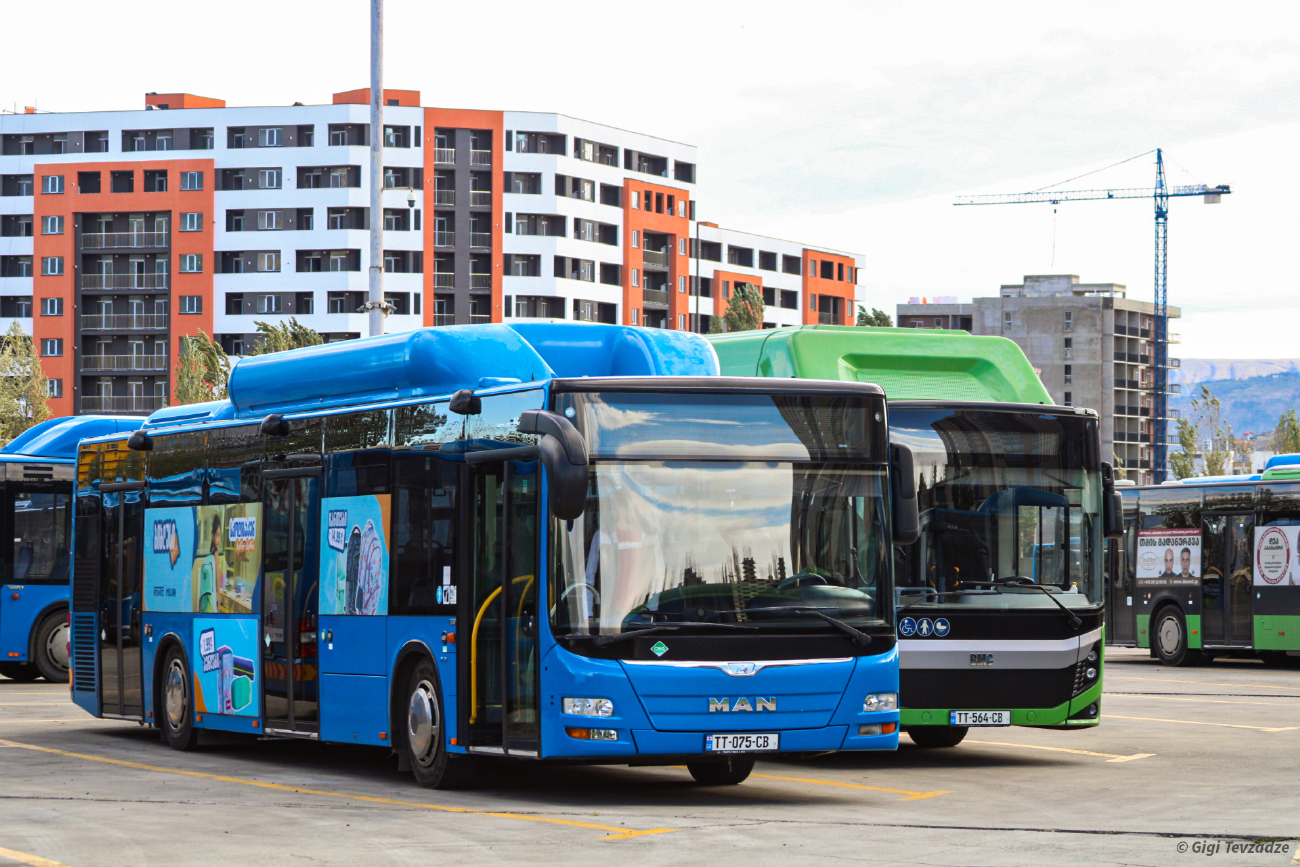 Tbilisi, MAN A21 Lion's City NL313 CNG # TT-075-CB; Tbilisi, BMC Procity II 12 CNG # TT-564-CB; Tbilisi — Bus Depot N2