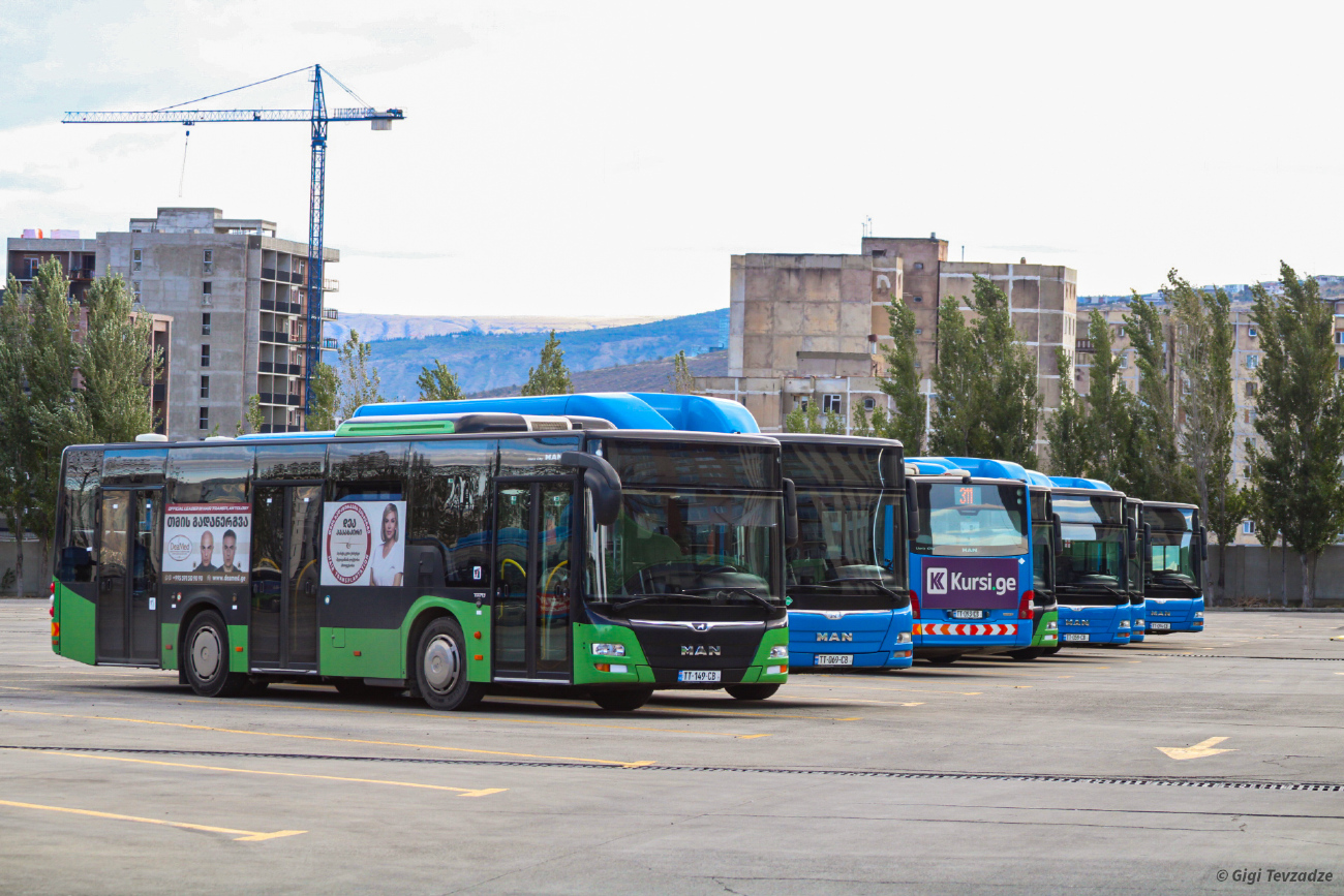 Tbilisi, MAN A47 Lion's City M NL293-10,5 # TT-149-CB; Tbilisi, MAN A21 Lion's City NL313 CNG # TT-069-CB; Tbilisi, MAN A21 Lion's City NL313 CNG # TT-093-CB; Tbilisi, MAN A21 Lion's City NL313 CNG # TT-059-CB; Tbilisi, MAN A21 Lion's City NL313 CNG # TT-094-CB; Tbilisi — Bus Depot N2
