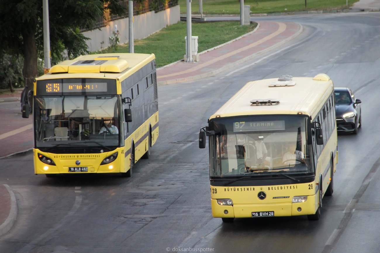 Bursa, Mercedes-Benz O345 Conecto I C # 28; Bursa, TEMSA Avenue II LF 12 # 492