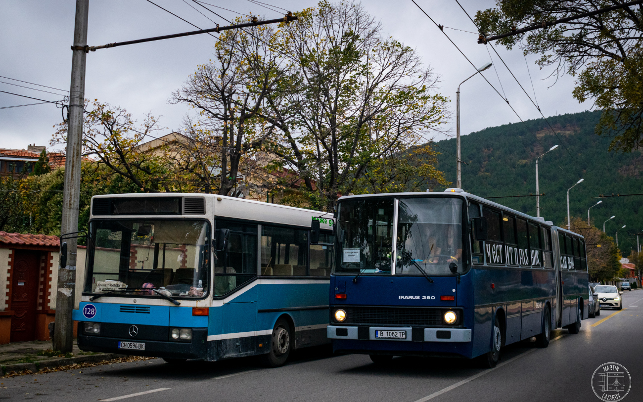 Sliven, Mercedes-Benz O407 # 128; Sofia, Ikarus 280.49 # В 1082 ТР